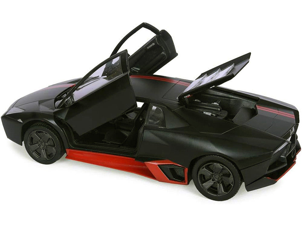 Lamborghini Reventon Matt Black with Red Stripes "Satin Paint" Series 1/24 Diecast Model Car by Motormax LuxuryLifeWay Online Store