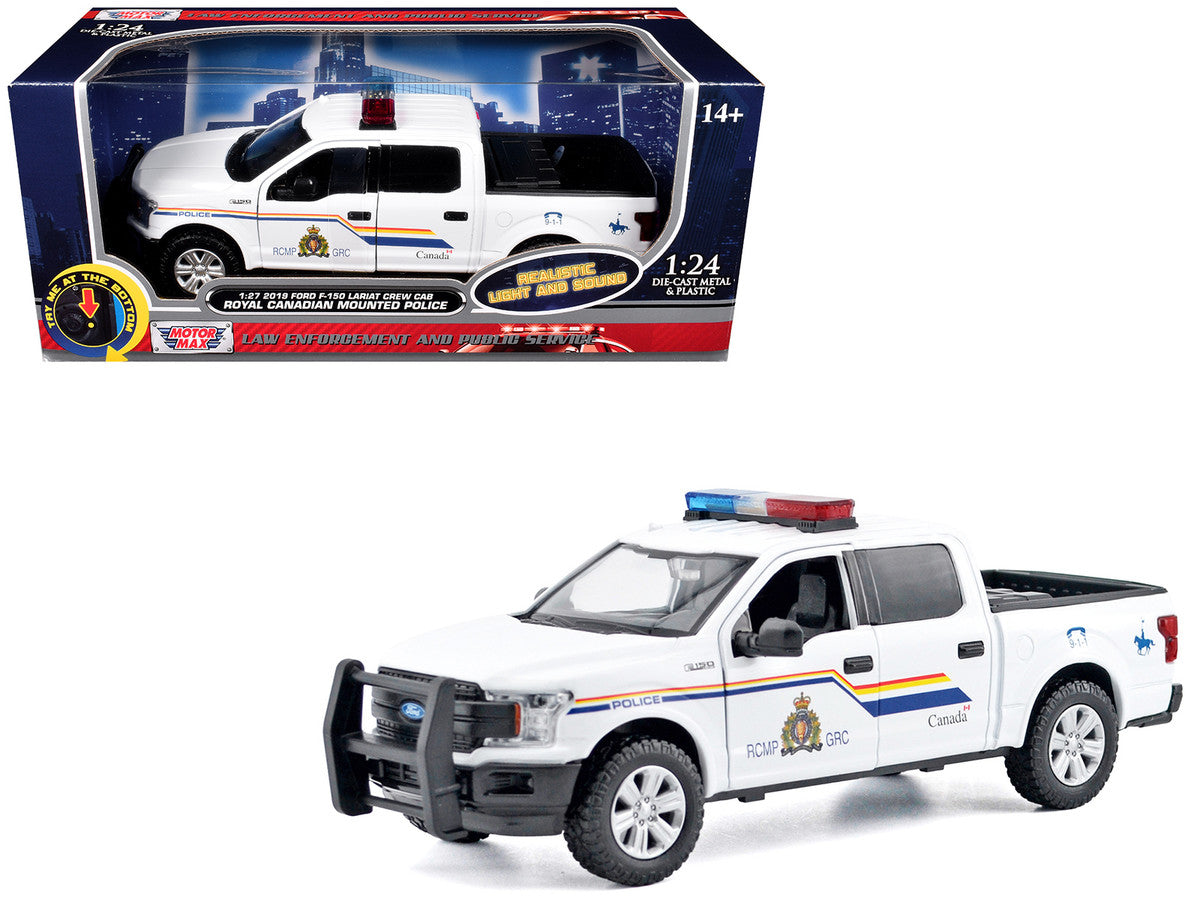 2019 Ford F-150 Lariat Crew Cab Pickup Truck "Royal Canadian Mounted Police" White with Flashing Light Bar and Front and Rear Lights and Sounds "Law Enforcement and Public Service" Series 1/27 Diecast Model Car by Motormax LuxuryLifeWay Online Store