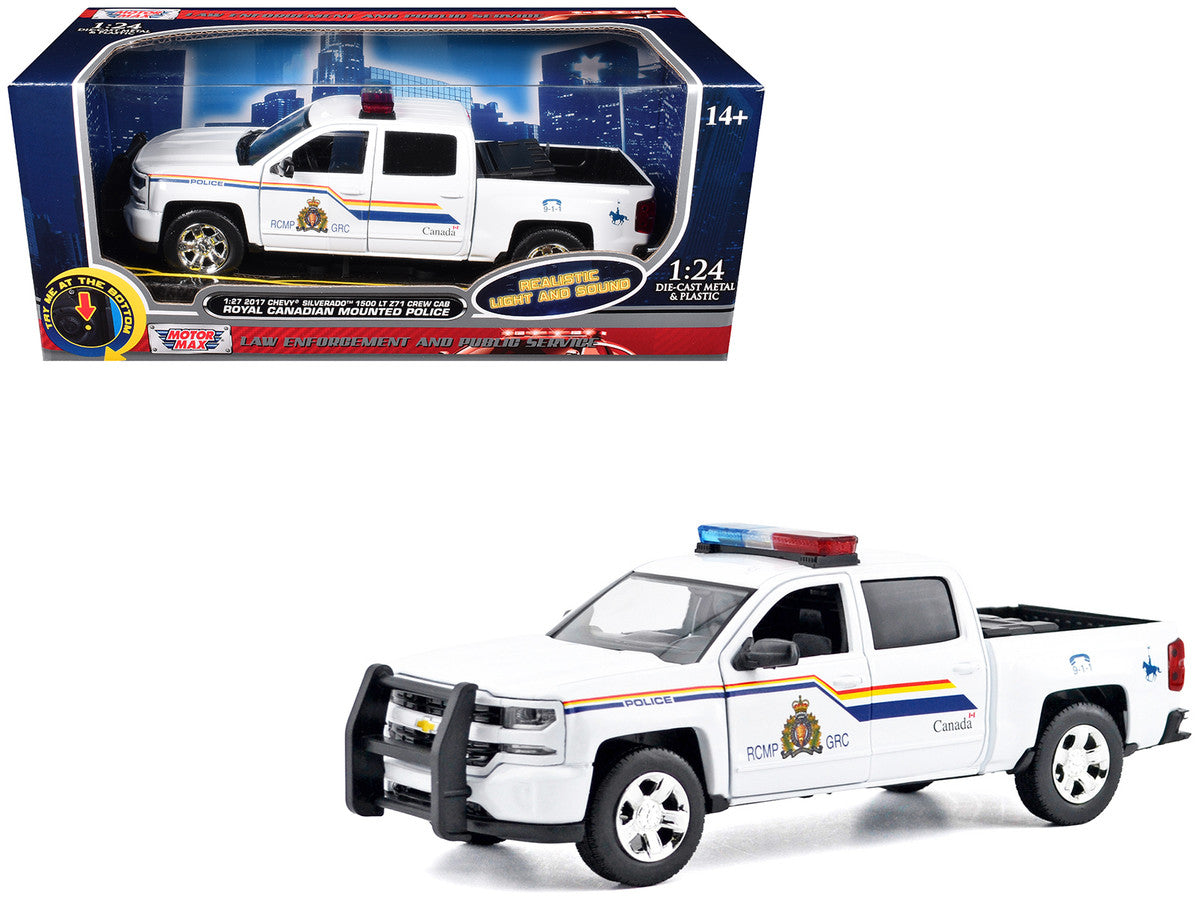 2017 Chevrolet Silverado 1500 LT Z71 Crew Cab Pickup Truck "Royal Canadian Mounted Police" White with Flashing Light Bar and Front and Rear Lights and Sounds "Law Enforcement and Public Service" Series 1/27 Diecast Model Car by Motormax LuxuryLifeWay Online Store