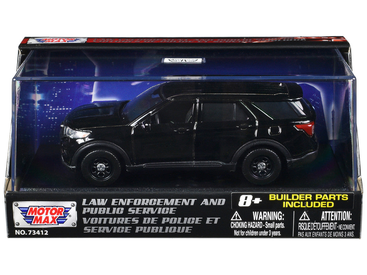 2022 Ford Police Interceptor Utility Black Unmarked "Custom Builder's Kit" "Law Enforcement and Public Service" Series 1/43 Diecast Model Car by Motormax LuxuryLifeWay Online Store