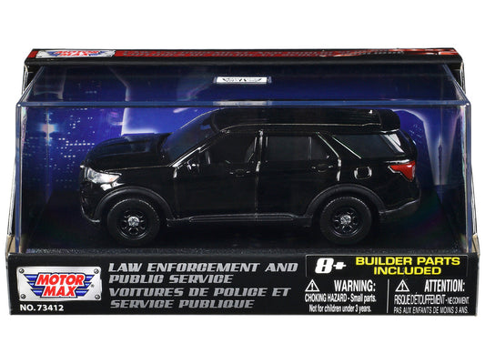 2022 Ford Police Interceptor Utility Black Unmarked "Custom Builder's Kit" "Law Enforcement and Public Service" Series 1/43 Diecast Model Car by Motormax LuxuryLifeWay Online Store