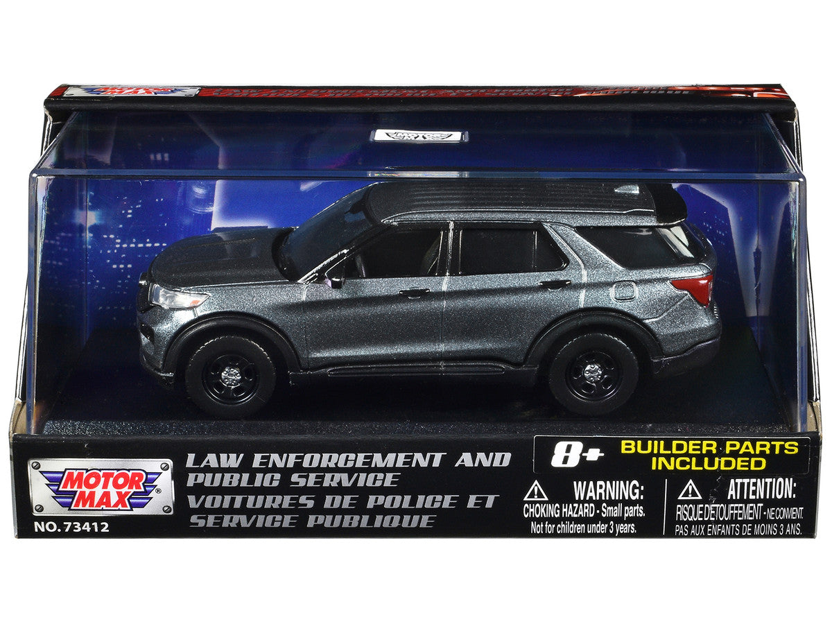 2022 Ford Police Interceptor Utility Gray Metallic Unmarked "Custom Builder's Kit" "Law Enforcement and Public Service" Series 1/43 Diecast Model Car by Motormax LuxuryLifeWay Online Store