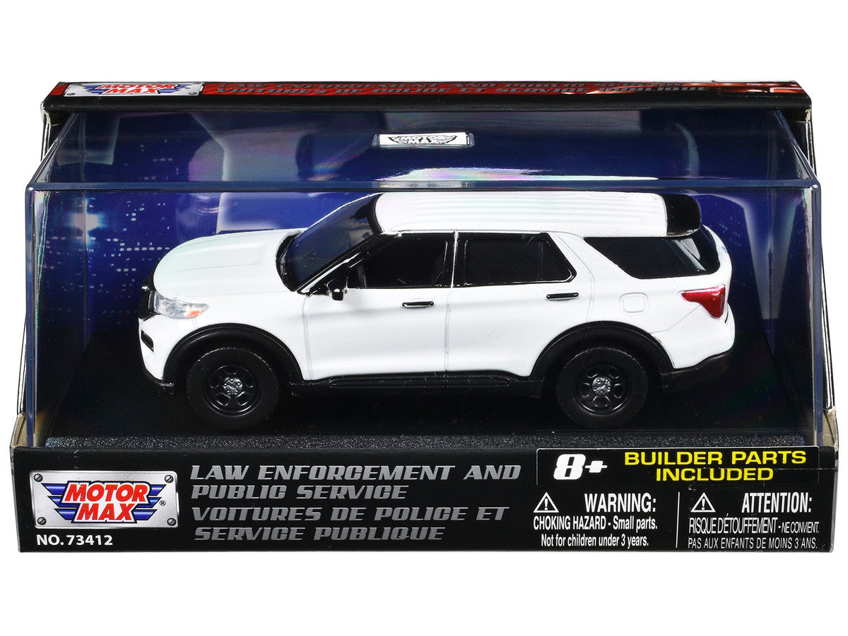 2022 Ford Police Interceptor Utility White Unmarked "Custom Builder's Kit" "Law Enforcement and Public Service" Series 1/43 Diecast Model Car by Motormax LuxuryLifeWay Online Store