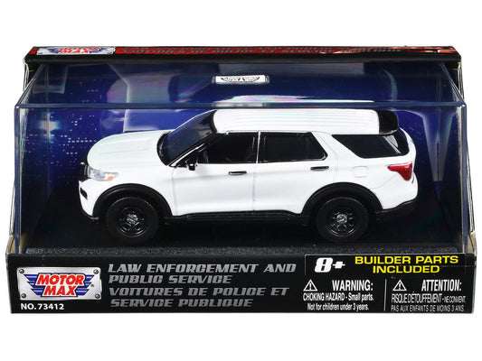 2022 Ford Police Interceptor Utility White Unmarked "Custom Builder's Kit" "Law Enforcement and Public Service" Series 1/43 Diecast Model Car by Motormax LuxuryLifeWay Online Store