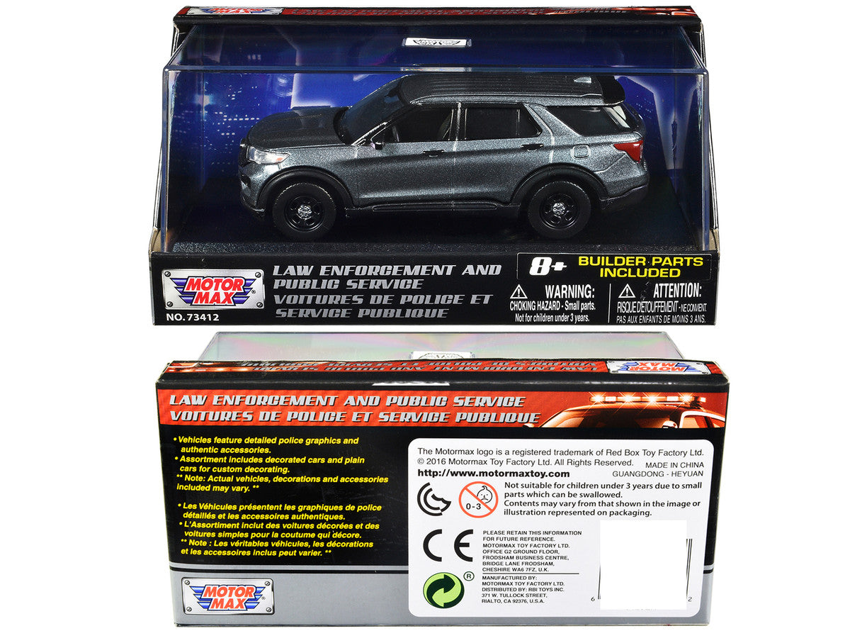 2022 Ford Police Interceptor Utility Gray Metallic Unmarked "Custom Builder's Kit" "Law Enforcement and Public Service" Series 1/43 Diecast Model Car by Motormax LuxuryLifeWay Online Store