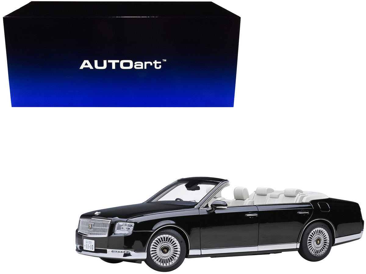 Toyota Century Open Car Convertible RHD (Right Hand Drive) Black with White Interior 1/18 Model Car by Autoart LuxuryLifeWay Online Store