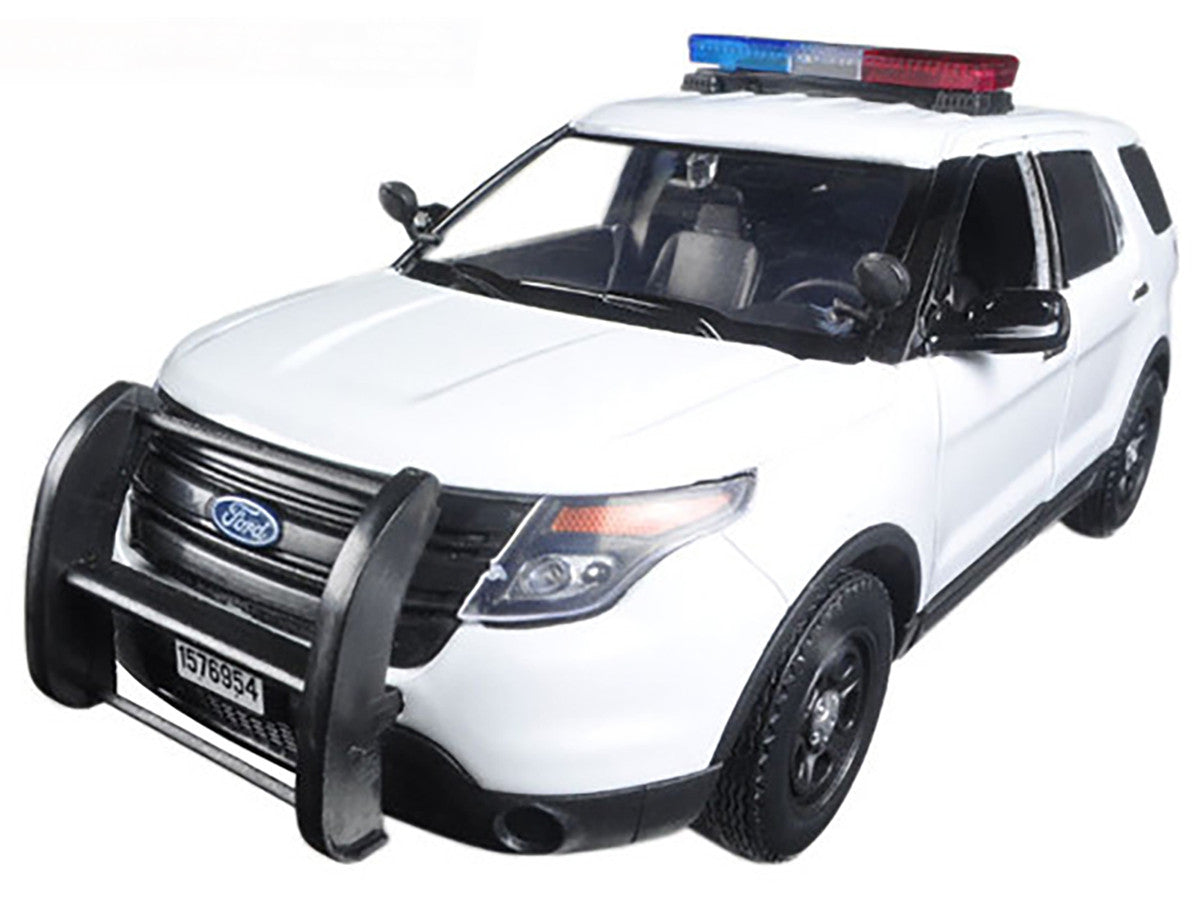 2015 Ford Police Interceptor Utility White with Flashing Light Bar and Front and Rear Lights and 2 Sounds 1/24 Diecast Model Car by Motormax LuxuryLifeWay Online Store