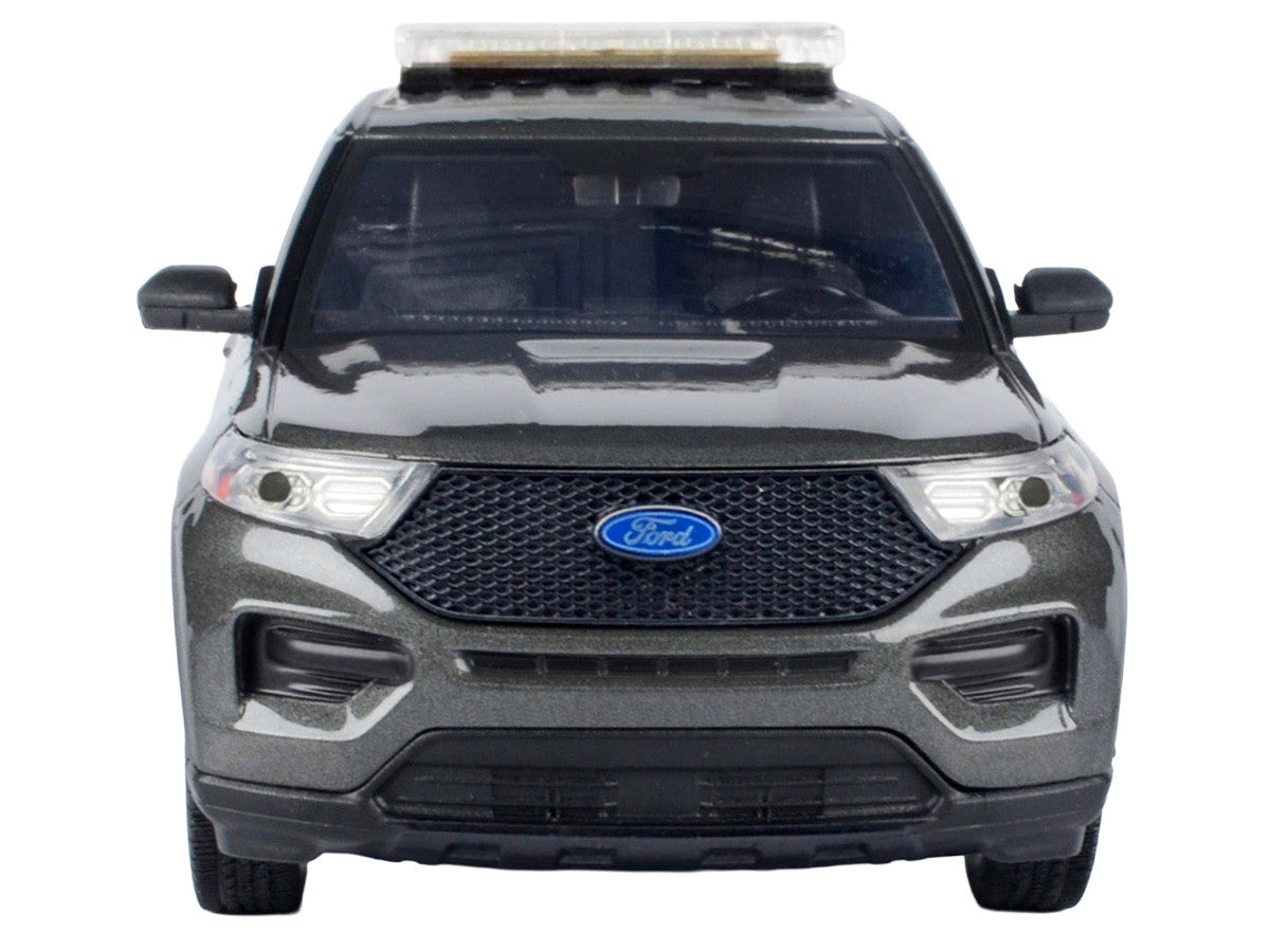 2022 Ford Police Interceptor Utility Dark Gray Metallic "Builder's Kit" with Flashing Light Bar and Front and Rear Lights and Sounds 1/24 Diecast Model Car by Motormax LuxuryLifeWay Online Store