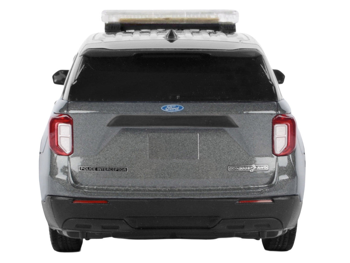 2022 Ford Police Interceptor Utility Dark Gray Metallic "Builder's Kit" with Flashing Light Bar and Front and Rear Lights and Sounds 1/24 Diecast Model Car by Motormax LuxuryLifeWay Online Store