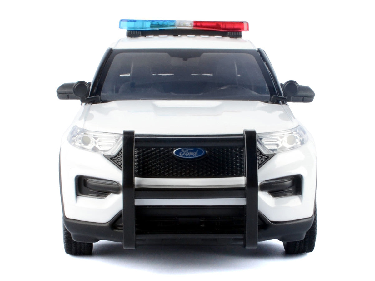 2022 Ford Police Interceptor Utility Plain White "Builder's Kit" with Flashing Light Bar and Front and Rear Lights and Sounds 1/24 Diecast Model Car by Motormax LuxuryLifeWay Online Store