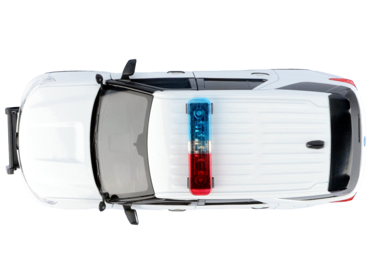 2022 Ford Police Interceptor Utility Plain White "Builder's Kit" with Flashing Light Bar and Front and Rear Lights and Sounds 1/24 Diecast Model Car by Motormax LuxuryLifeWay Online Store
