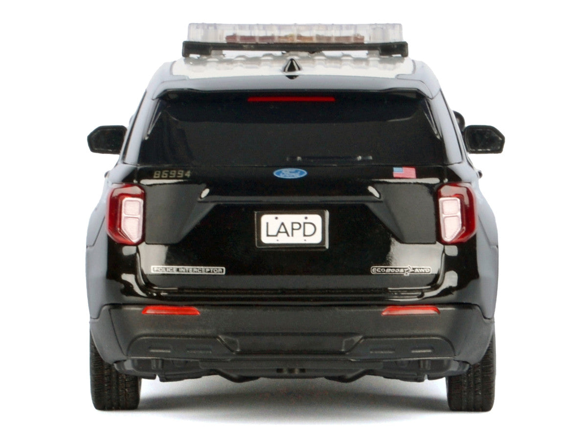 2022 Ford Police Interceptor Utility Black and White "Los Angeles Police Department (LAPD)" with Flashing Light Bar and Front and Rear Lights and Sounds 1/24 Diecast Model Car by Motormax LuxuryLifeWay Online Store