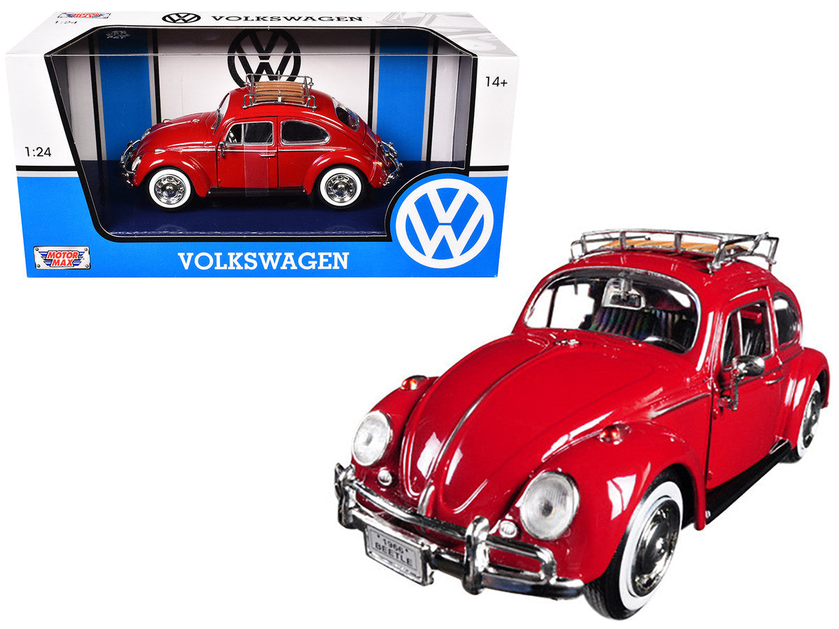1966 Volkswagen Classic Beetle Red 1/24 Diecast Car Model by Motormax LuxuryLifeWay Online Store