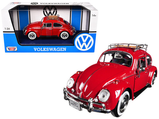 1966 Volkswagen Classic Beetle Red 1/24 Diecast Car Model by Motormax LuxuryLifeWay Online Store