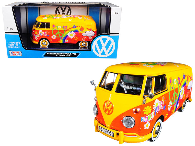 Volkswagen Type 2 (T1) Delivery Van Flower Power 1/24 Diecast Car Model by Motormax LuxuryLifeWay Online Store