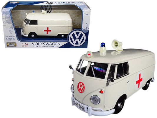 Volkswagen Type 2 (T1) Ambulance Cream 1/24 Diecast Model by Motormax LuxuryLifeWay Online Store