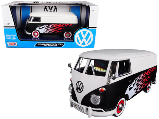 Volkswagen Type 2 (T1) Delivery Van with Flames 1/24 Diecast Car Model by Motormax LuxuryLifeWay Online Store