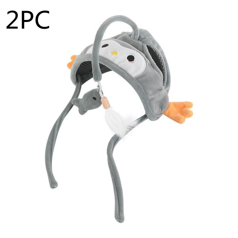 New Head Wearing Feather Funny Cat Stick Funny Cat Toy Stick Gray Big Eye Pet Toys Pet Products Pets Fashion