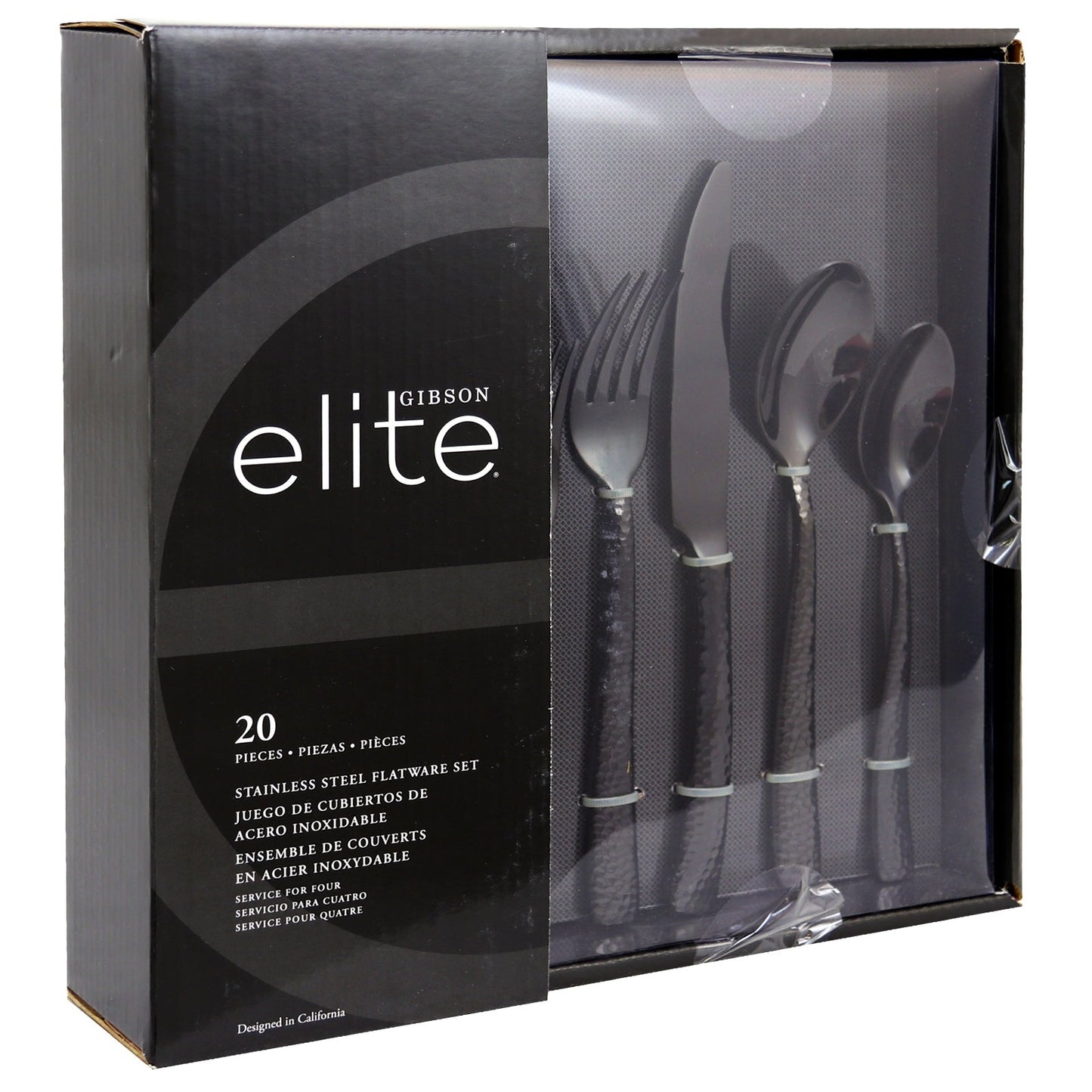 Gibson Elite Stonehenge 20 Piece Flatware Set in Black LuxuryLifeWay Online Store