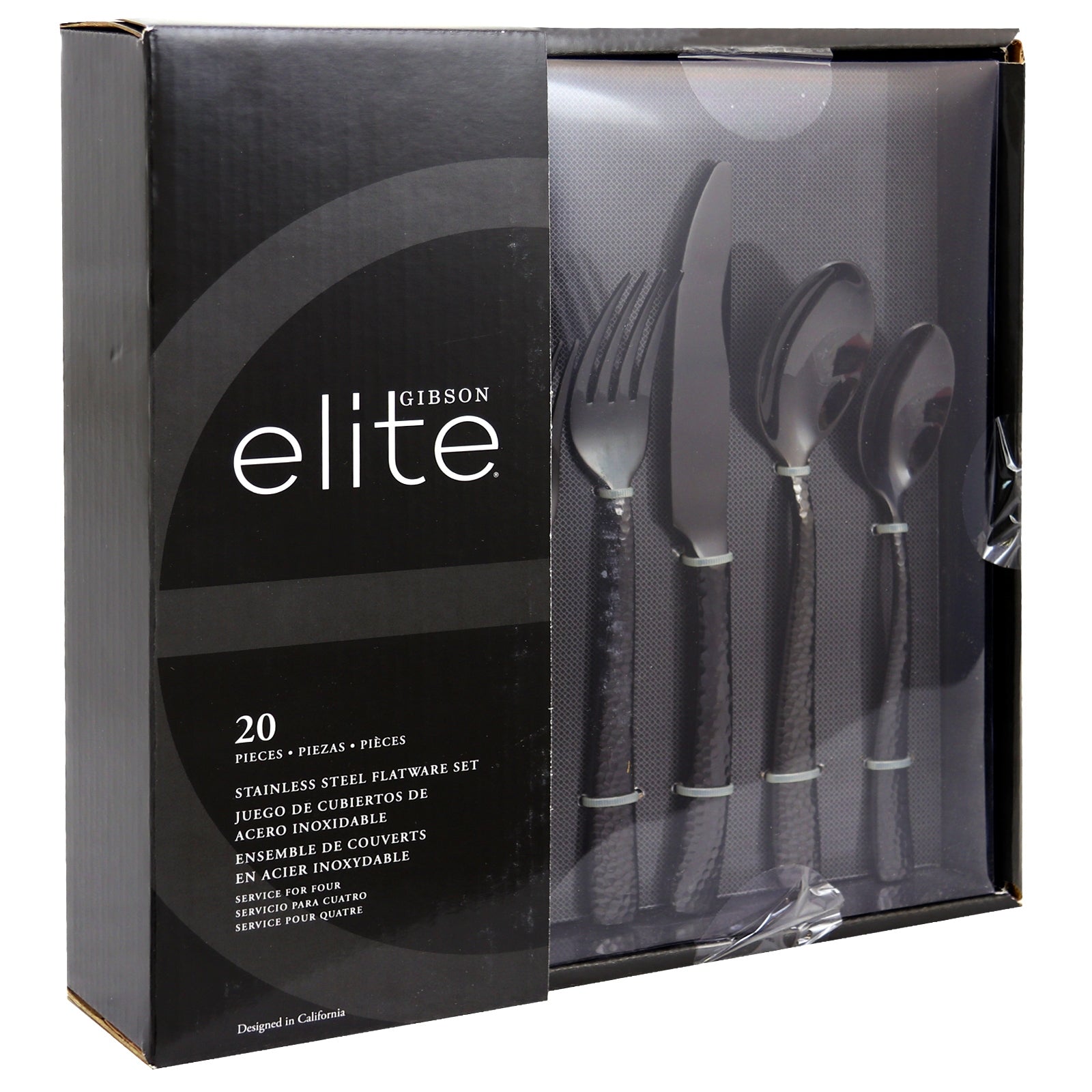 Gibson Elite Stonehenge 20 Piece Flatware Set in Black LuxuryLifeWay Online Store