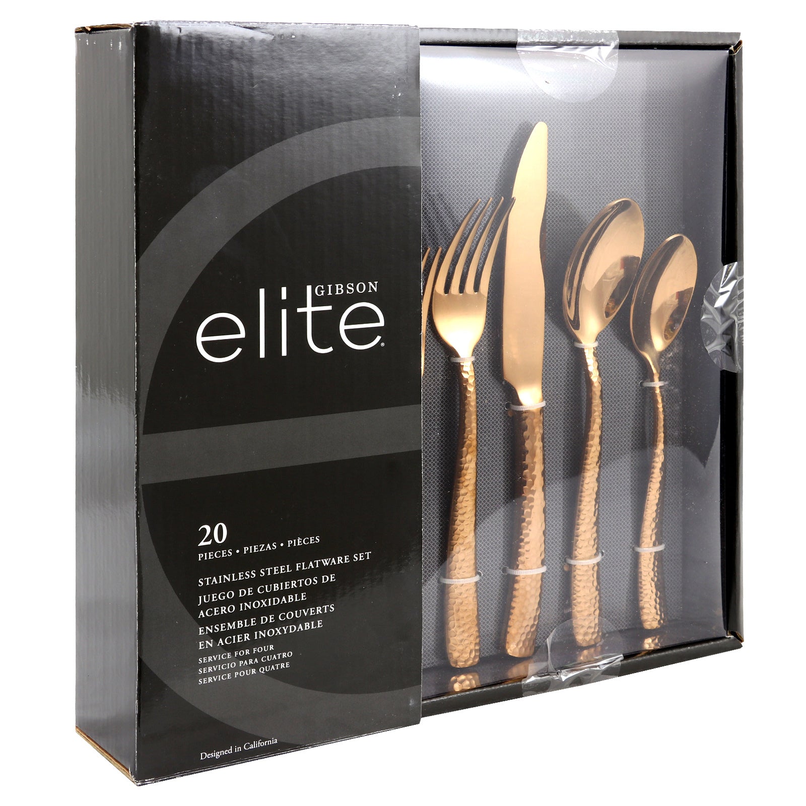Gibson Elite Stonehenge 20 Piece Flatware Set in Rose Gold LuxuryLifeWay Online Store