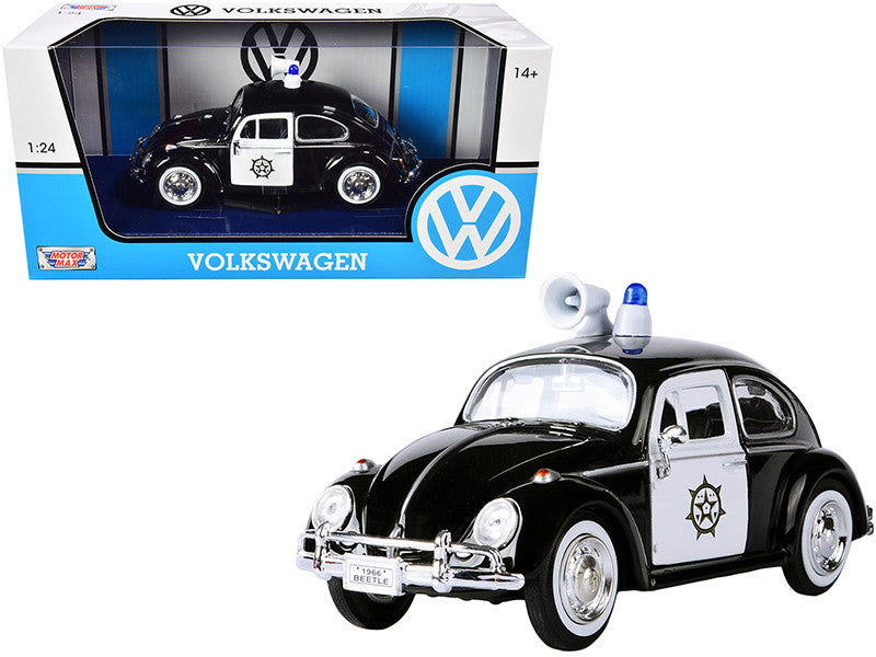 1966 Volkswagen Beetle Police Car Black and White 1/24 Diecast Model Car by Motormax LuxuryLifeWay Online Store
