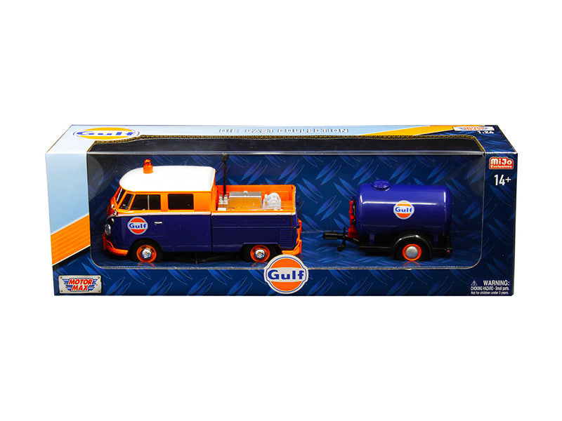 Volkswagen Service Pickup Truck with Plastic Oil Tank "Gulf Oil" 1/24 Diecast Model Car by Motormax LuxuryLifeWay Online Store