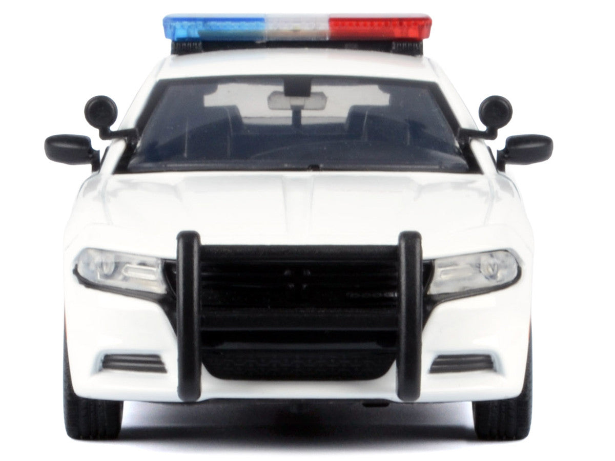 2023 Dodge Charger Pursuit Police Car Unmarked White with Flashing Light Bar Front and Rear Lights and 2 Sounds "Builder's Kit" 1/24 Diecast Model Car by Motormax LuxuryLifeWay Online Store