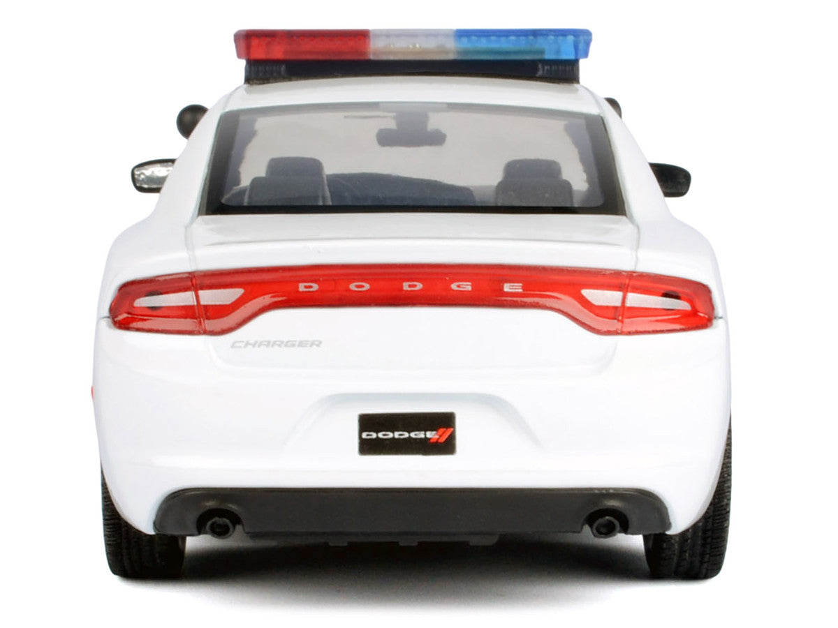 2023 Dodge Charger Pursuit Police Car Unmarked White with Flashing Light Bar Front and Rear Lights and 2 Sounds "Builder's Kit" 1/24 Diecast Model Car by Motormax LuxuryLifeWay Online Store