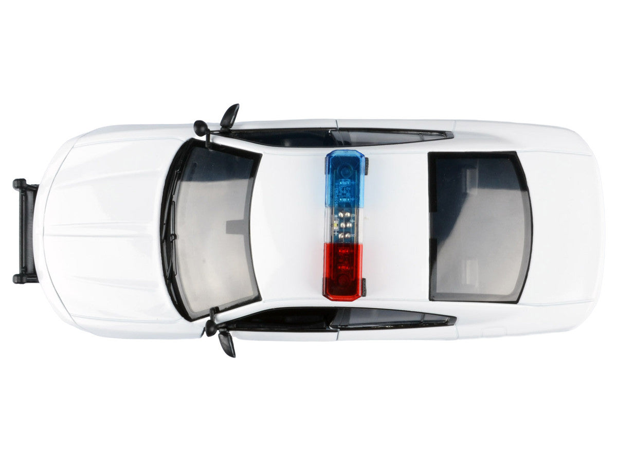 2023 Dodge Charger Pursuit Police Car Unmarked White with Flashing Light Bar Front and Rear Lights and 2 Sounds "Builder's Kit" 1/24 Diecast Model Car by Motormax LuxuryLifeWay Online Store