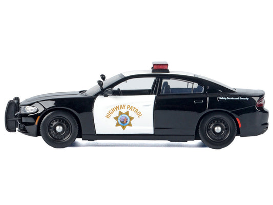 2023 Dodge Charger Pursuit Police Car "California Highway Patrol (CHP)" Black and White with Flashing Light Bar and Front and Rear Lights and Sounds 1/24 Diecast Model Car by Motormax LuxuryLifeWay Online Store