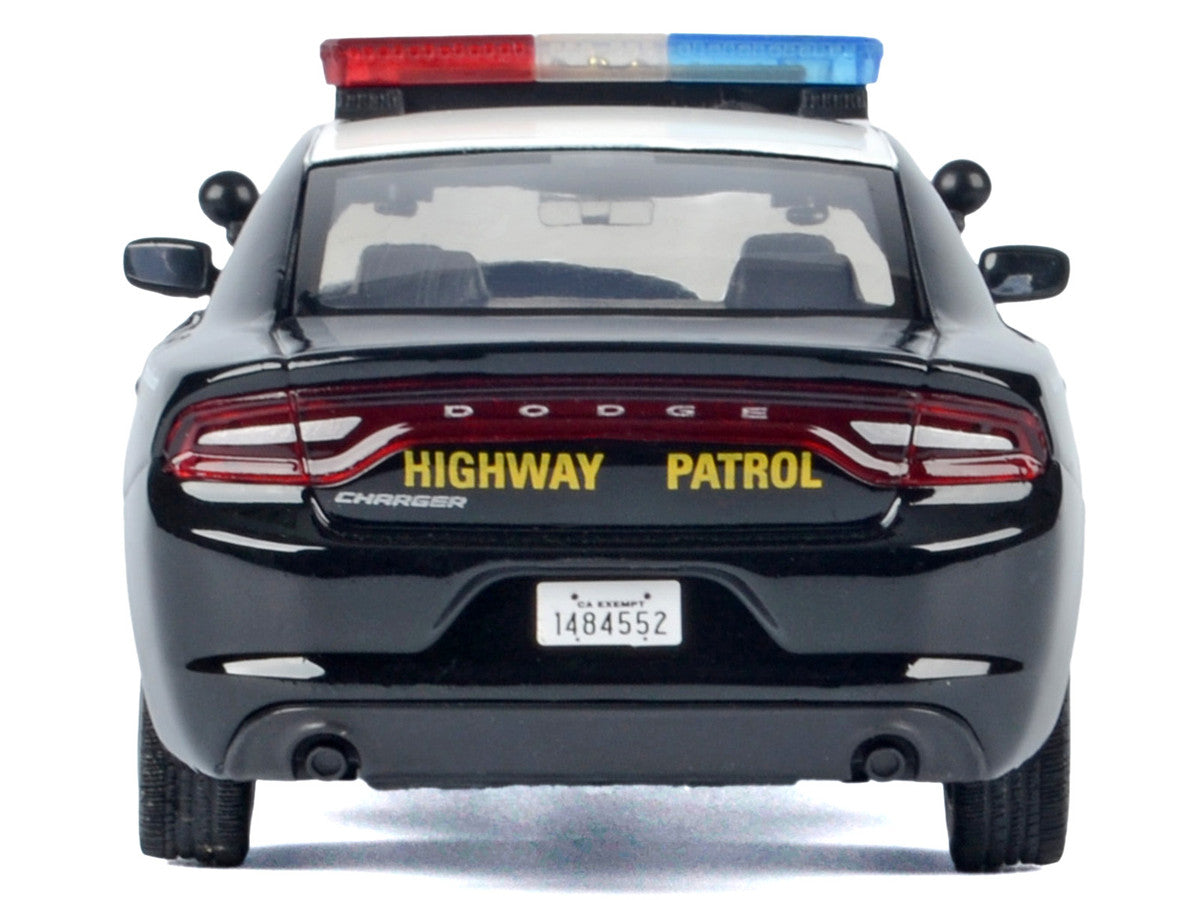 2023 Dodge Charger Pursuit Police Car "California Highway Patrol (CHP)" Black and White with Flashing Light Bar and Front and Rear Lights and Sounds 1/24 Diecast Model Car by Motormax LuxuryLifeWay Online Store