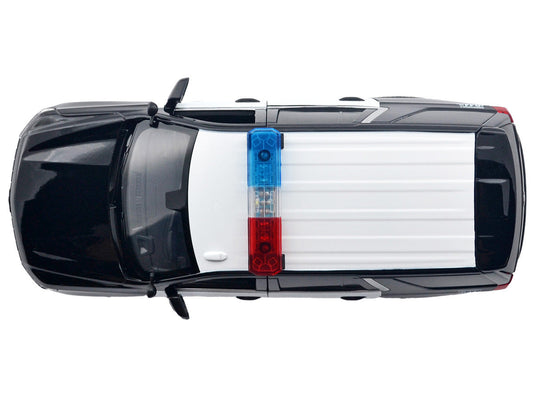 2025 Chevrolet Tahoe PPV "LAPD (Los Angeles Police Department)" Black and White with Flashing Light Bar and Front and Rear Lights and Sounds 1/24 Diecast Model Car by Motormax LuxuryLifeWay Online Store