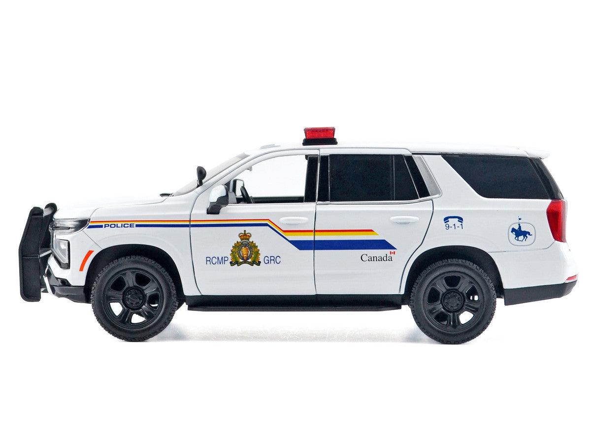 2025 Chevrolet Tahoe PPV "RCMP (Royal Canadian Mounted Police)" White with Stripes with Flashing Light Bar and Front and Rear Lights and Sounds 1/24 Diecast Model Car by Motormax LuxuryLifeWay Online Store