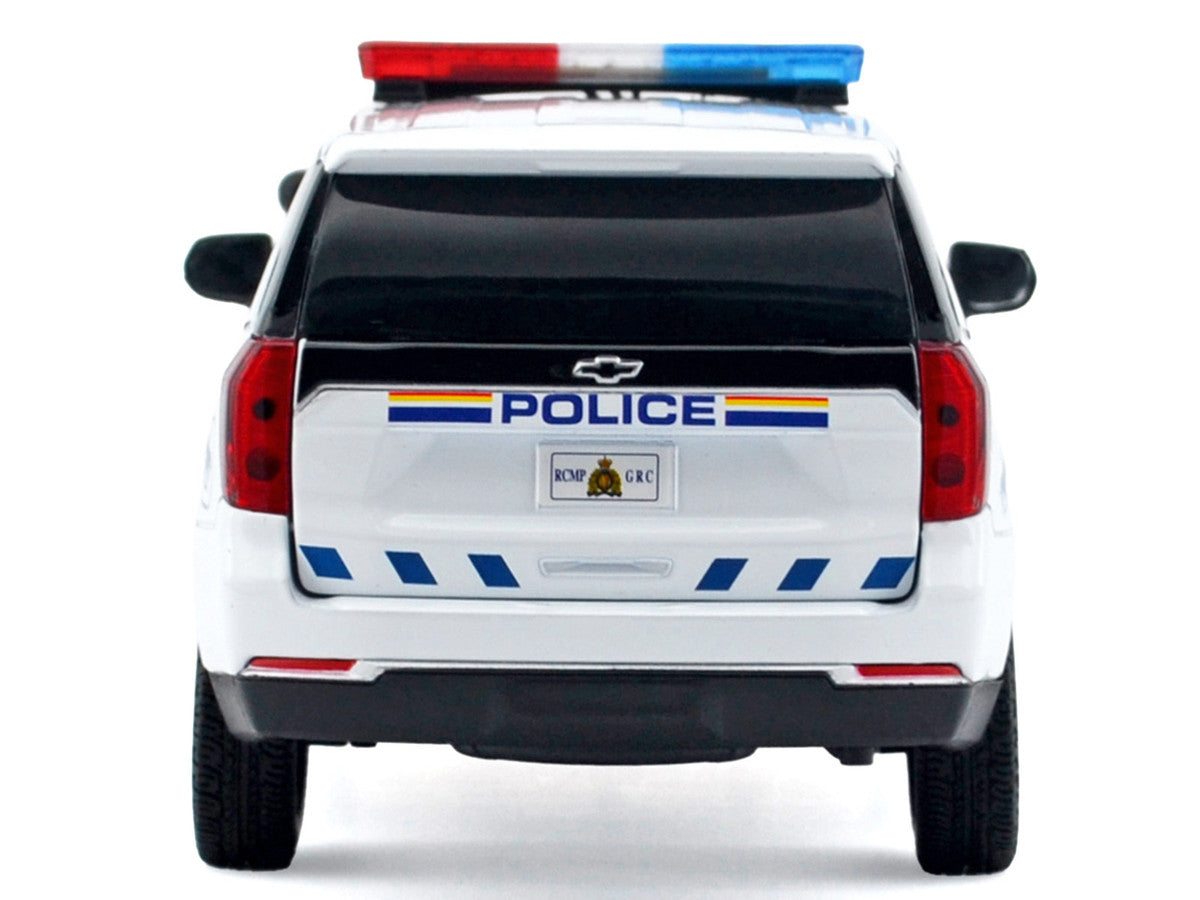 2025 Chevrolet Tahoe PPV "RCMP (Royal Canadian Mounted Police)" White with Stripes with Flashing Light Bar and Front and Rear Lights and Sounds 1/24 Diecast Model Car by Motormax LuxuryLifeWay Online Store