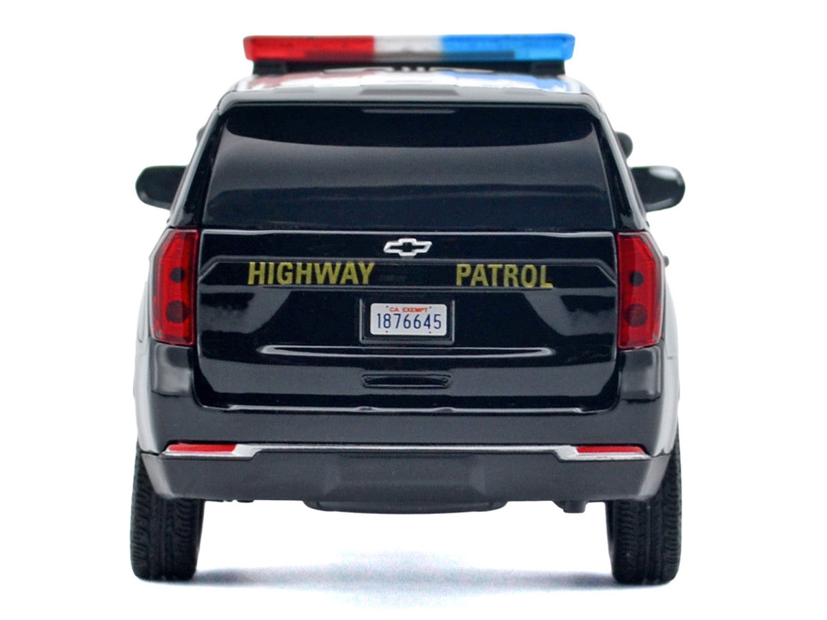 2025 Chevrolet Tahoe PPV "CHP (California Highway Patrol)" Black and White with Flashing Light Bar and Front and Rear Lights and Sounds 1/24 Diecast Model Car by Motormax LuxuryLifeWay Online Store