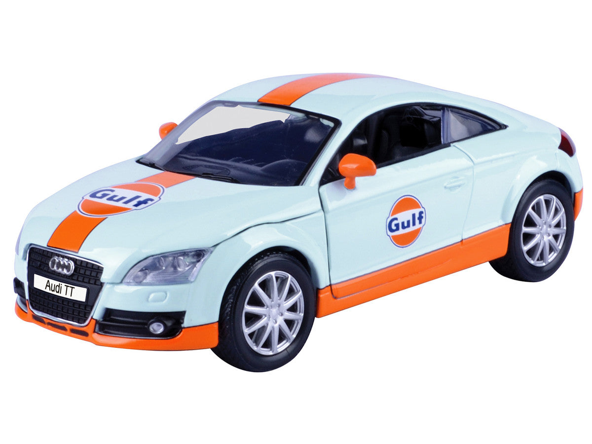 Audi TT Coupe "Gulf Oil" Light Blue with Orange Stripes "Gulf Die-Cast Collection" 1/24 Diecast Model Car by Motormax LuxuryLifeWay Online Store