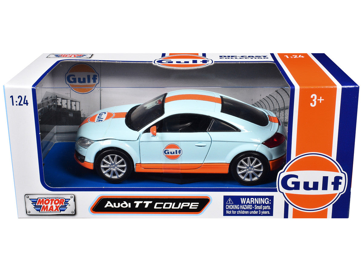 Audi TT Coupe "Gulf Oil" Light Blue with Orange Stripes "Gulf Die-Cast Collection" 1/24 Diecast Model Car by Motormax LuxuryLifeWay Online Store