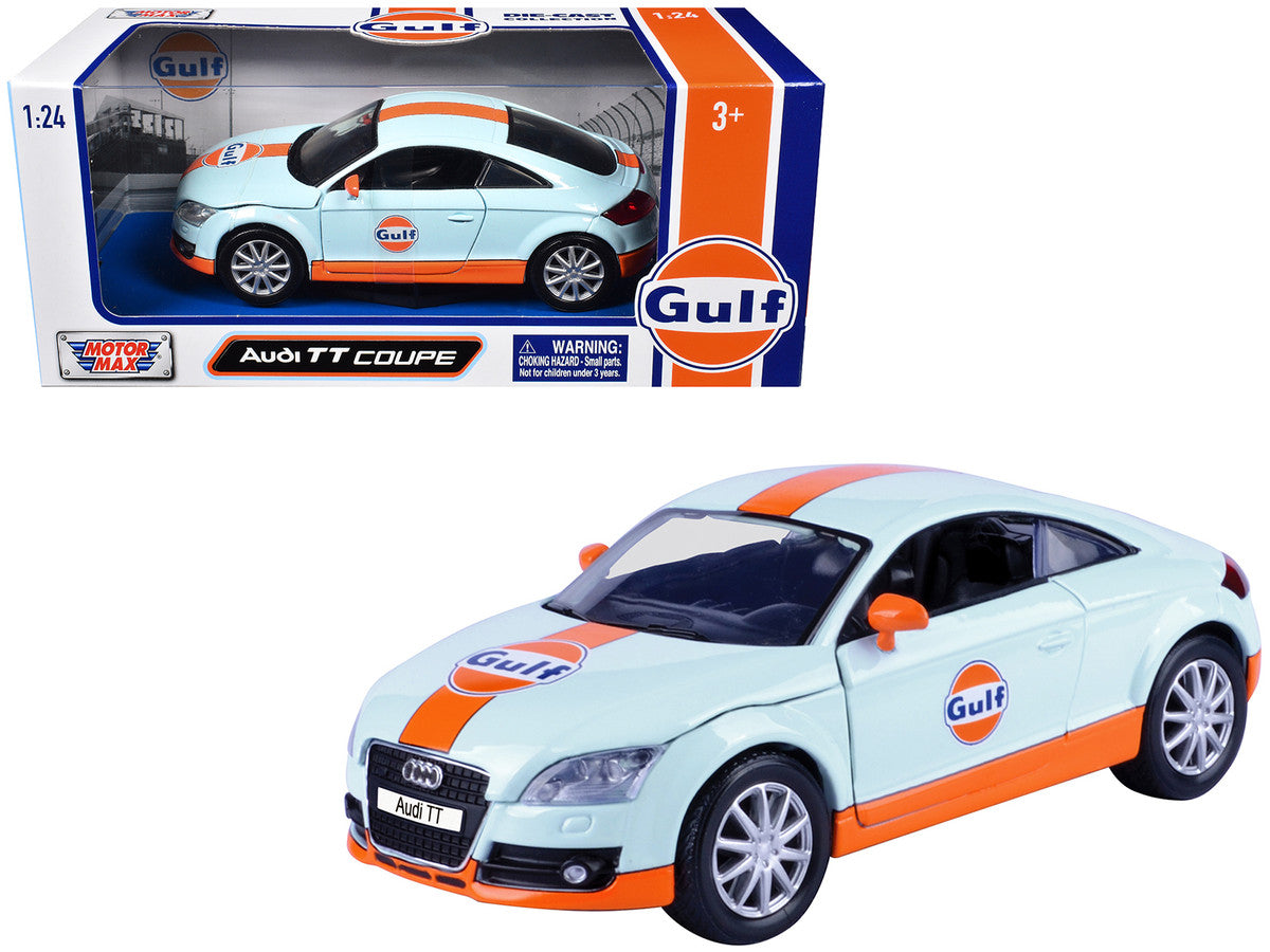 Audi TT Coupe "Gulf Oil" Light Blue with Orange Stripes "Gulf Die-Cast Collection" 1/24 Diecast Model Car by Motormax LuxuryLifeWay Online Store