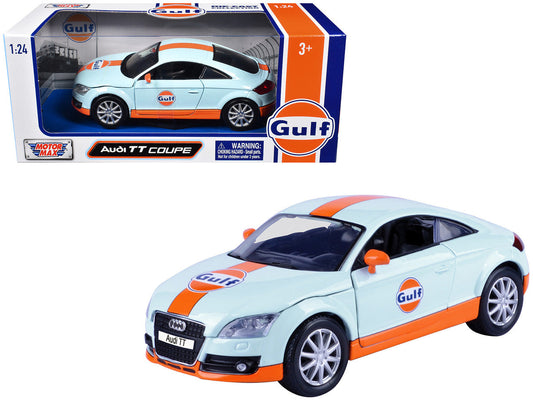 Audi TT Coupe "Gulf Oil" Light Blue with Orange Stripes "Gulf Die-Cast Collection" 1/24 Diecast Model Car by Motormax LuxuryLifeWay Online Store