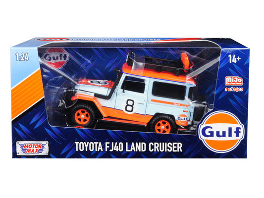 Toyota FJ40 Land Cruiser #8 "Gulf Oil"  White Limited Edition to 2400 pieces Worldwide 1/24 Diecast Model Car by Motormax LuxuryLifeWay Online Store