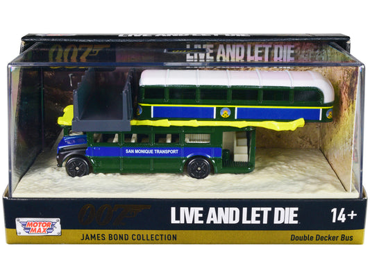 Double Decker Bus "San Monique Transport" "Hitting Bridge Scene" James Bond 007 "Live and Let Die" (1973) Movie with Display "James Bond Collection" Series Diecast Model by Motormax LuxuryLifeWay Online Store