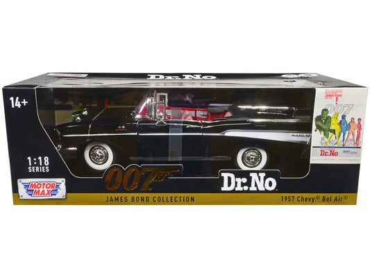 1957 Chevrolet Bel Air Convertible Black James Bond 007 "Dr. No" (1962) Movie 1/18 Diecast Model Car by Motormax LuxuryLifeWay Online Store