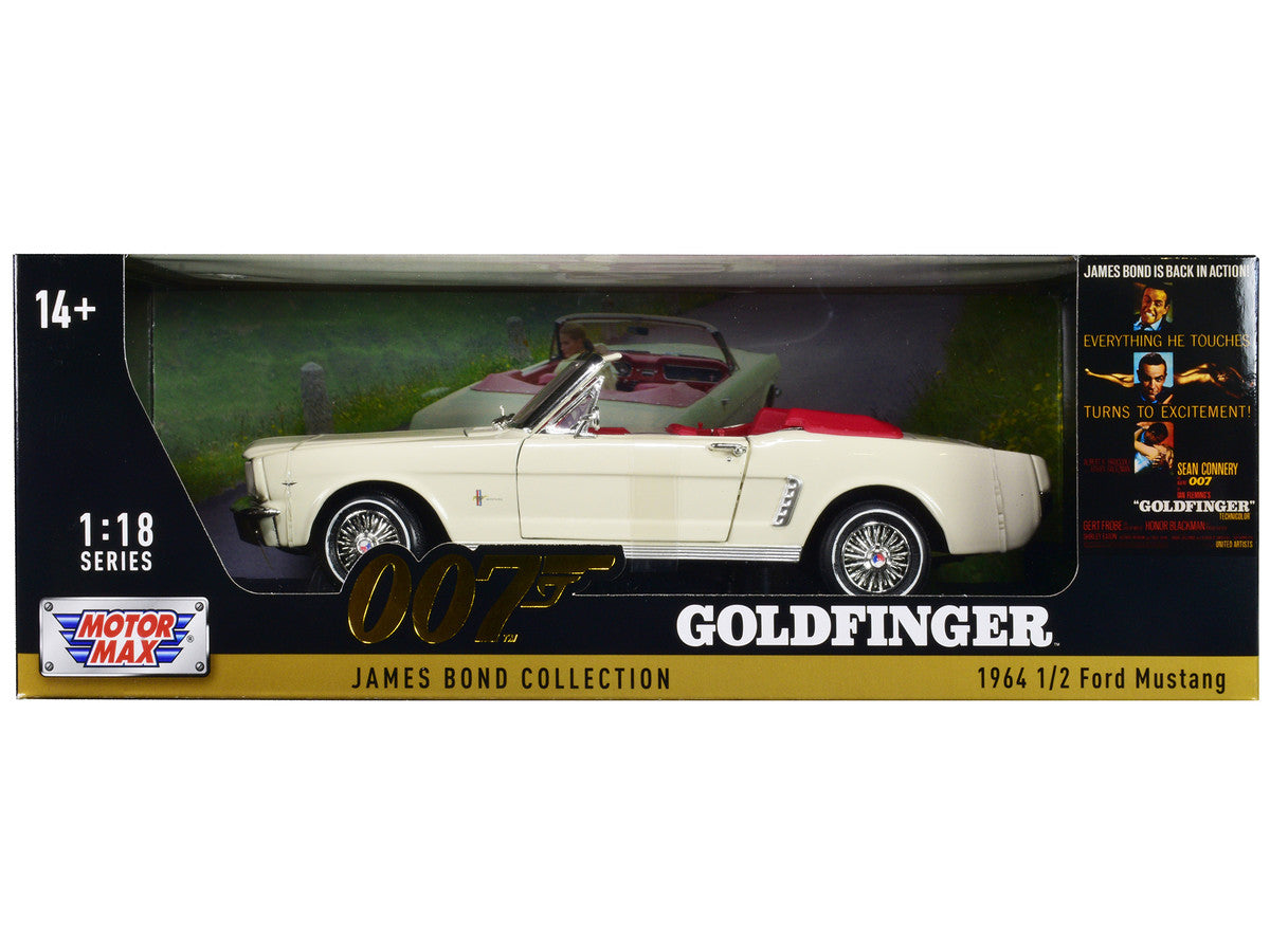 1964 1/2 Ford Mustang Convertible White with Red Interior James Bond 007 "Goldfinger" (1964) Movie "James Bond Collection" Series 1/18 Diecast Model Car by Motormax LuxuryLifeWay Online Store