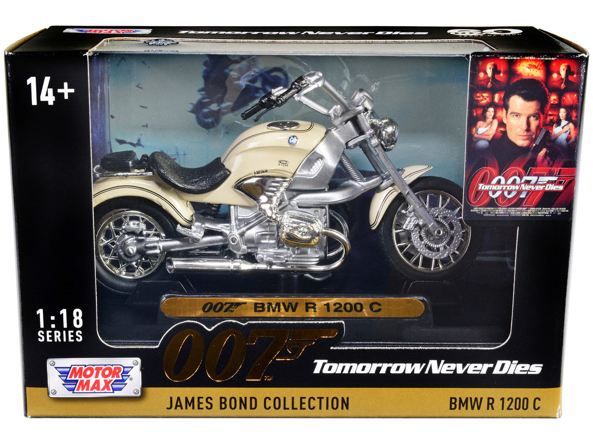 BMW R 1200 C Motorcycle Cream James Bond 007 "Tomorrow Never Dies" (1997) Movie "James Bond Collection" Series 1/18 Diecast Model Car by Motormax LuxuryLifeWay Online Store
