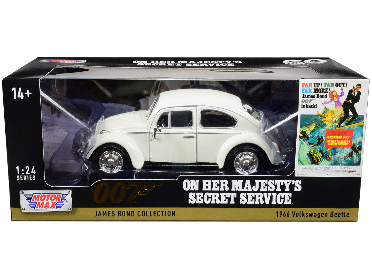 1966 Volkswagen Beetle White James Bond 007 "On Her Majesty's Secret Service" (1969) Movie "James Bond Collection" Series 1/24 Diecast Model Car by Motormax LuxuryLifeWay Online Store