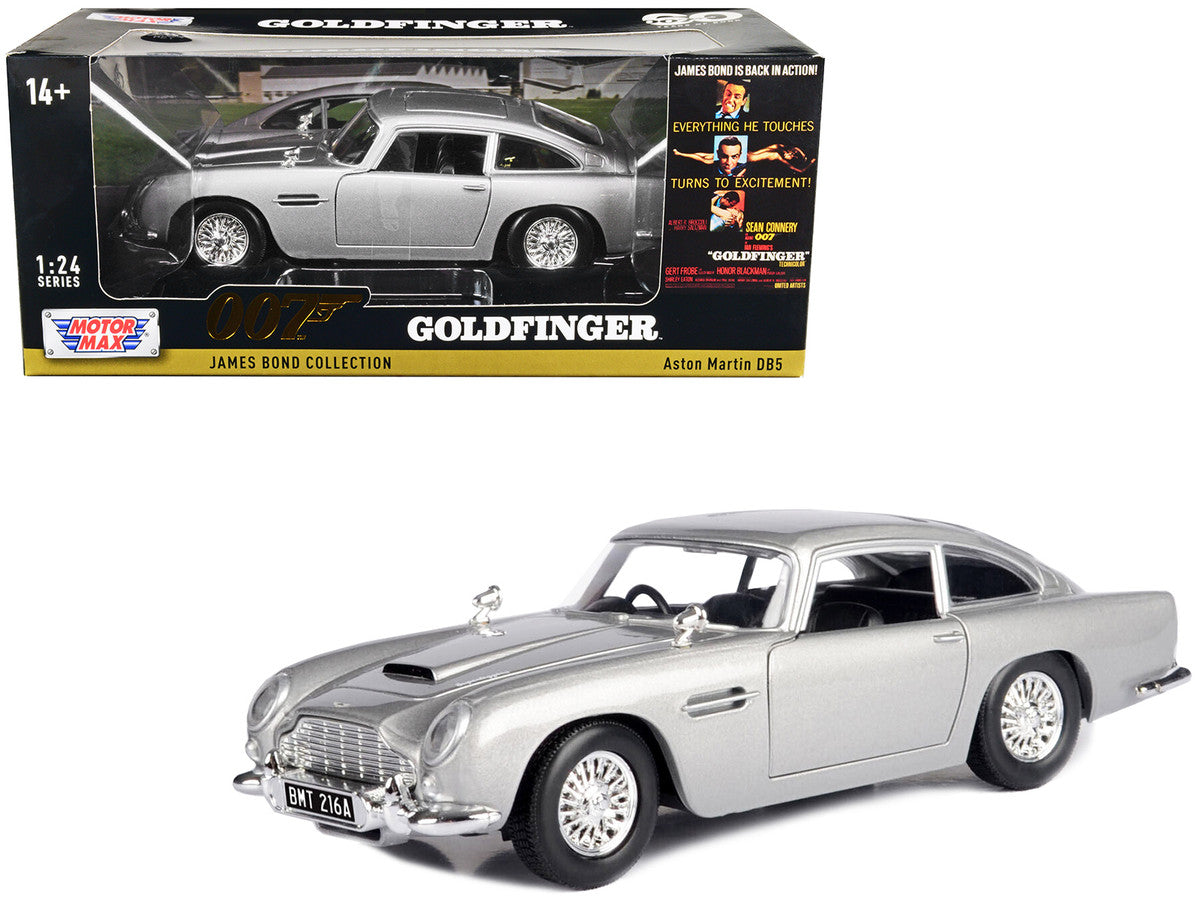 Aston Martin DB5 RHD (Right Hand Drive) Silver Metallic James Bond 007 "Goldfinger" (1964) Movie "James Bond Collection" Series 1/24 Diecast Model Car by Motormax LuxuryLifeWay Online Store