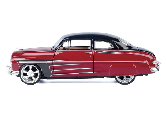 1949 Mercury Coupe Red Metallic with Black Top and Gray Graphics "Kult Klassics" Series 1/24 Diecast Model Car by Motormax LuxuryLifeWay Online Store