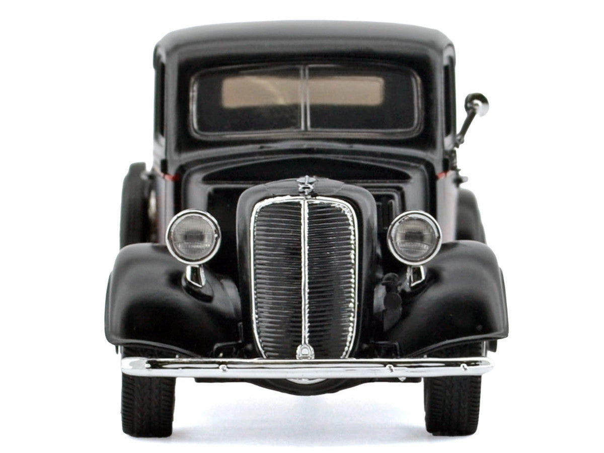 1937 Ford Pickup Truck Matt Black with Red Flame Graphics "Kult Klassics" Series 1/24 Diecast Model Car by Motormax LuxuryLifeWay Online Store