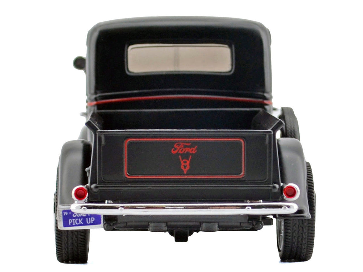 1937 Ford Pickup Truck Matt Black with Red Flame Graphics "Kult Klassics" Series 1/24 Diecast Model Car by Motormax LuxuryLifeWay Online Store